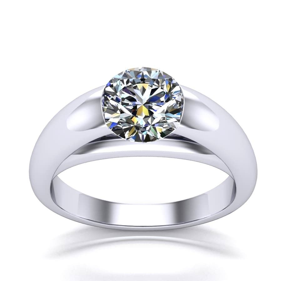 Domed Floating Diamond Solitaire 2 