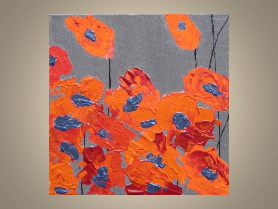 Orange Poppy Print Valentines Day- Fine Art 8"X8" Orange Red Poppy Flowers 1 