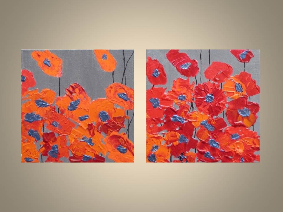 Orange Poppy Print Valentines Day- Fine Art 8"X8" Orange Red Poppy Flowers 2 