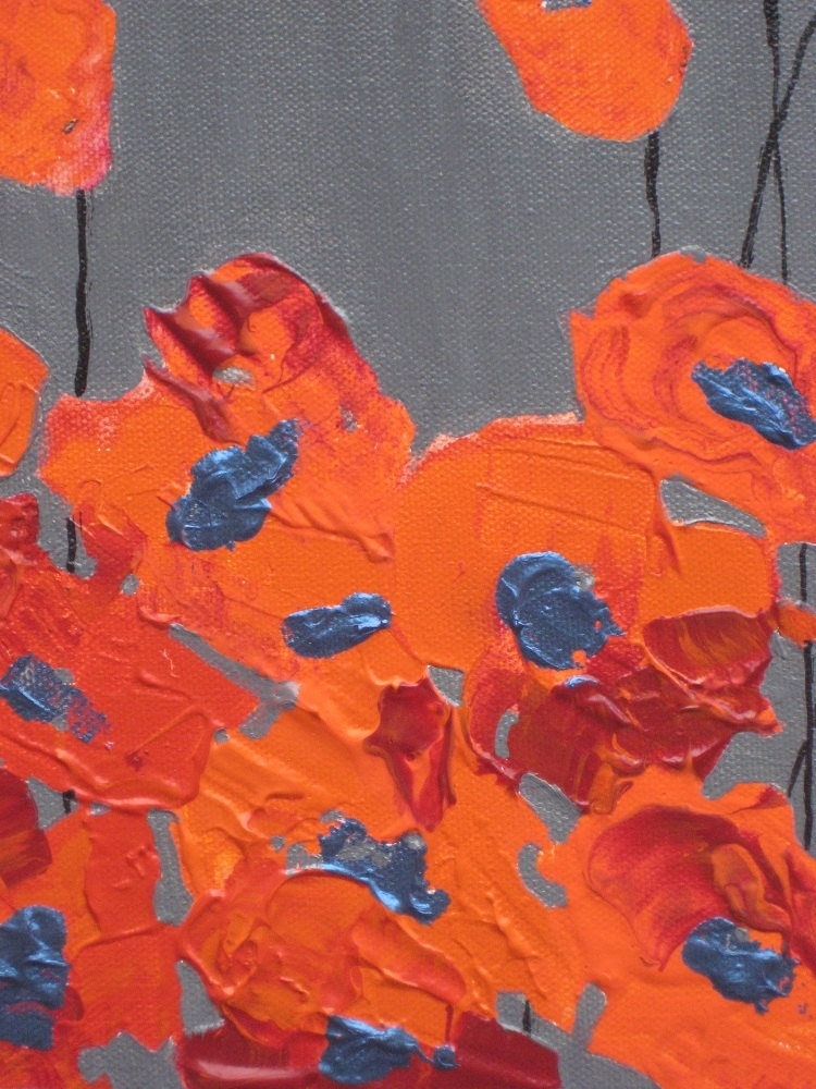 Orange Poppy Print Valentines Day- Fine Art 8"X8" Orange Red Poppy Flowers 4 