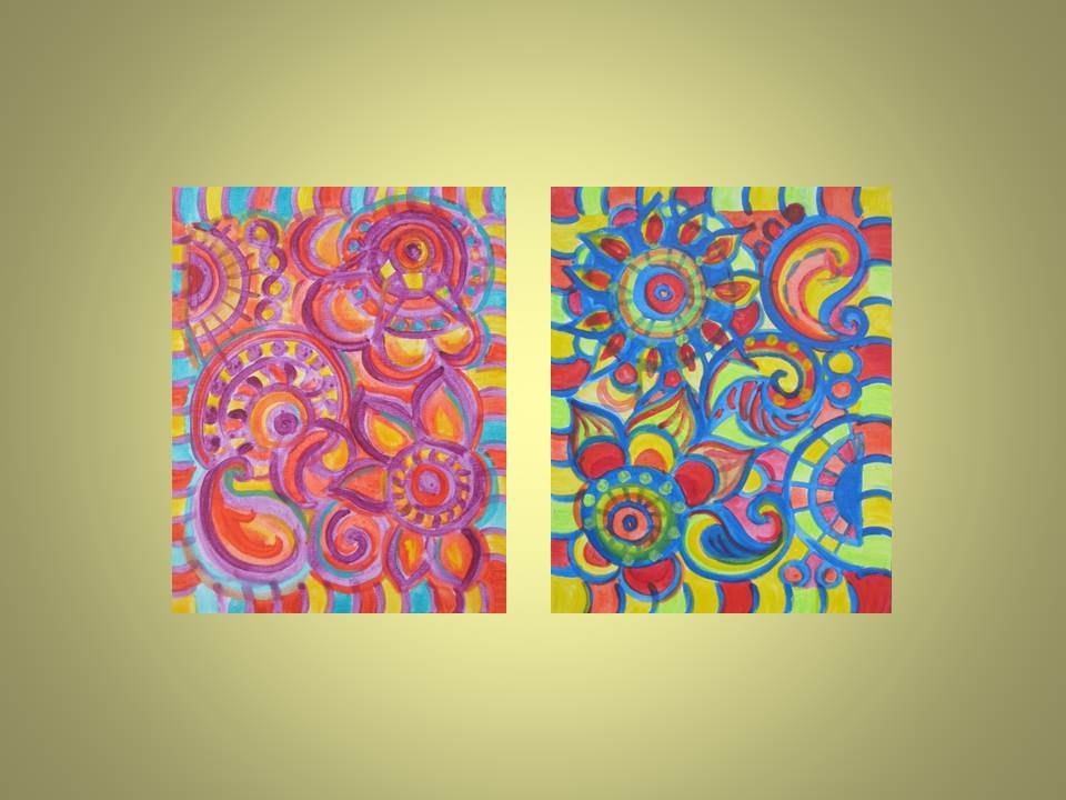 Paisley Painting Original Abstract 8"X10" Blue Red Green Yellow Abstract Painting 2 