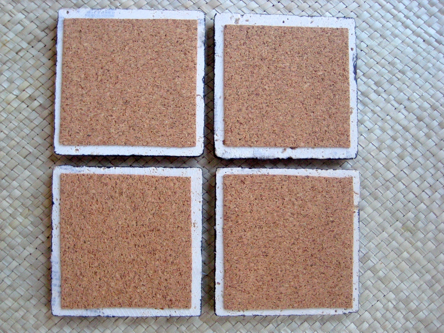 Coasters Handmade Travertine With Original Artwork-Set Of 4 Orange Blue Green Pink 4 