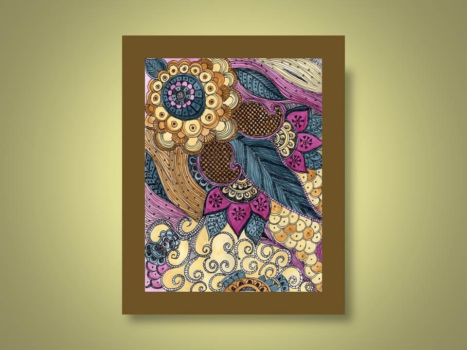 Fine Art Print Paisley - Blue Magenta Ochre Reproduction 8"X10"