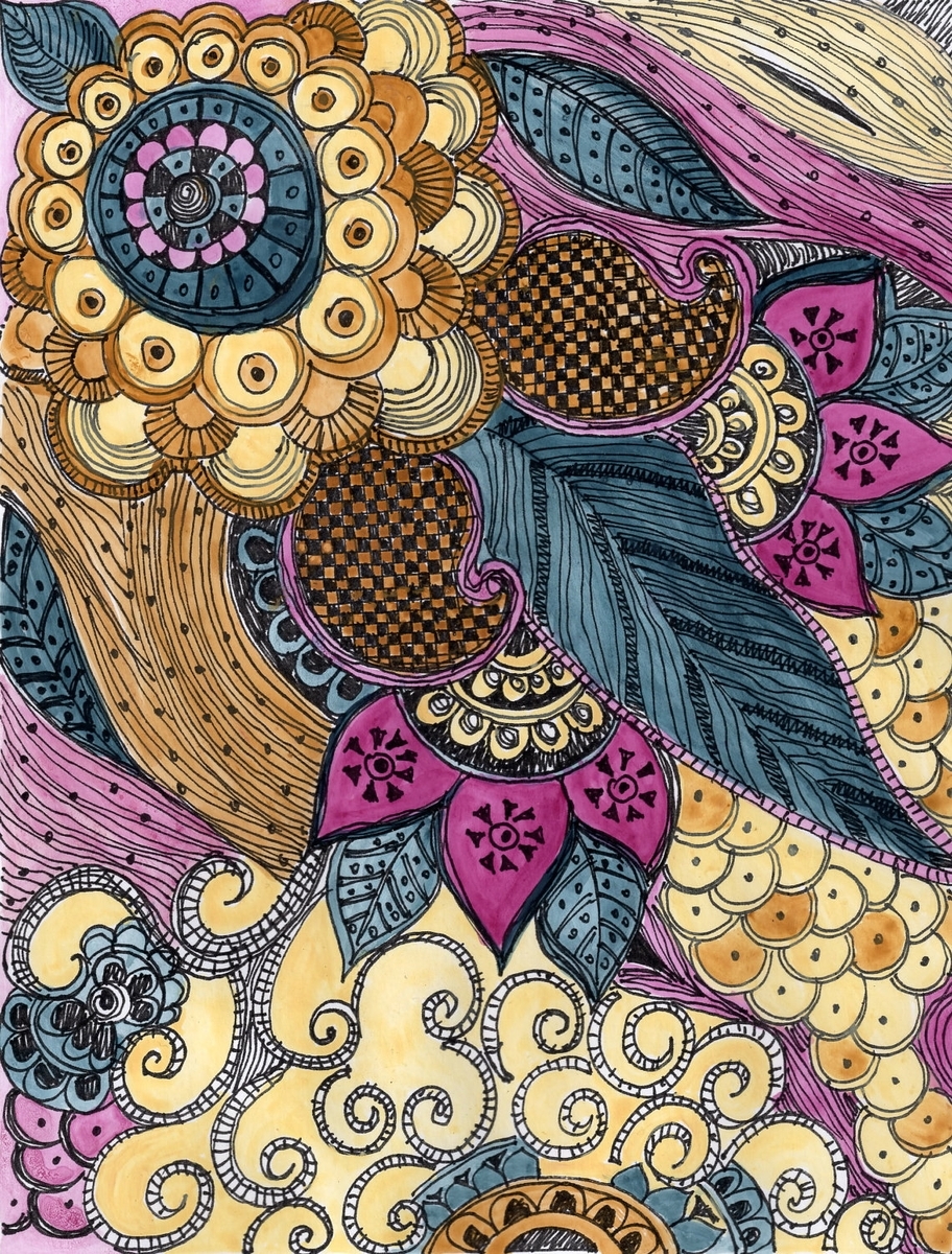Fine Art Print Paisley - Blue Magenta Ochre Reproduction 8"X10" 3 