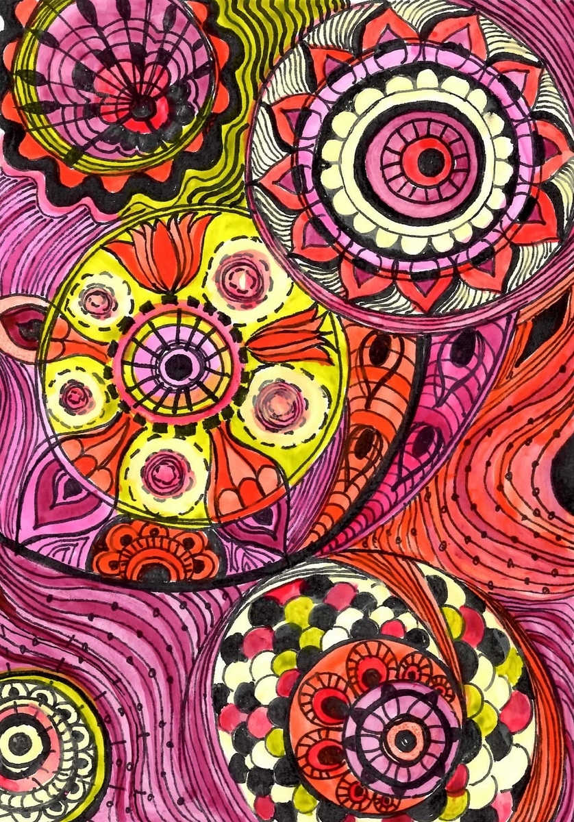 Notecards Bright Colors-Set Of 5 Cards With Artwork Envelopes Included Blank Inside 3 