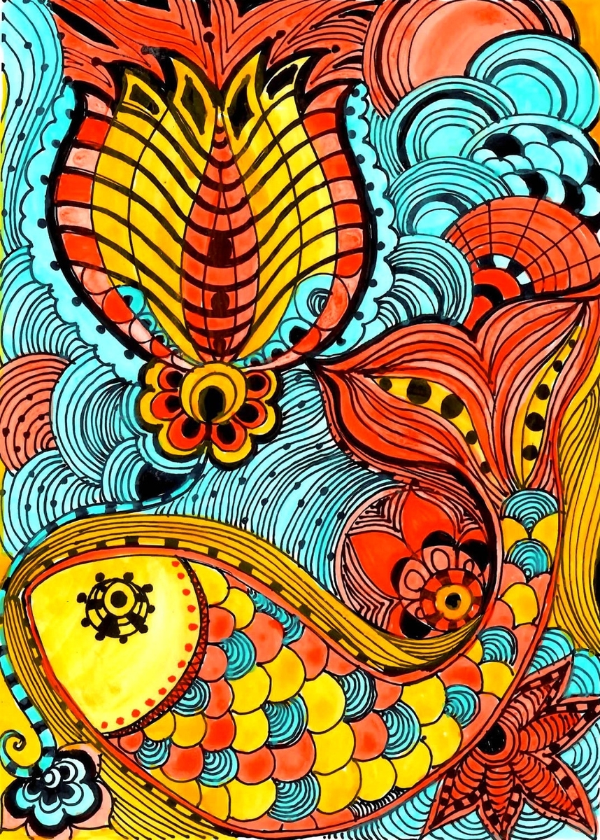 Notecards Bright Colors-Set Of 5 Cards With Artwork Envelopes Included Blank Inside 5 