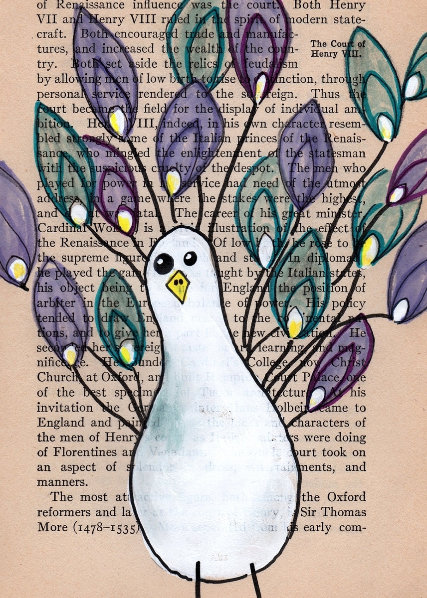 Peacock - White Peacock With Blue, Gray, Teal And Purple Feathers 2 