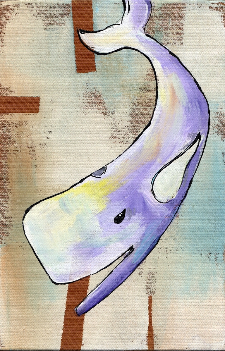 Happy Whale - Violet And White Whale With Yellow Accents 1 