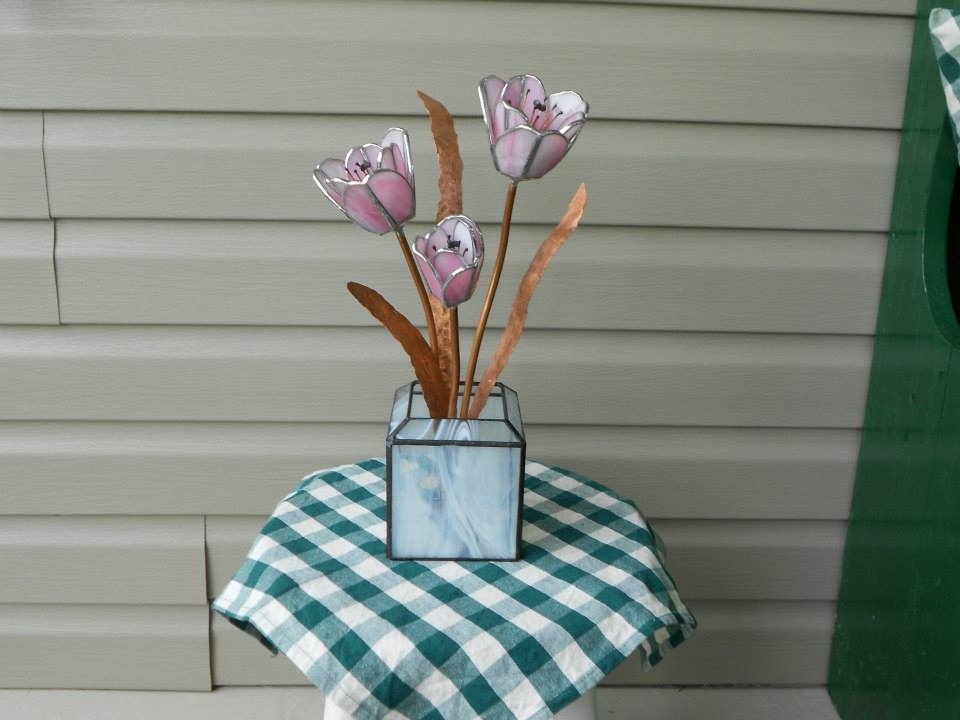 Tulips In Soft Pink Stained Glass 2 