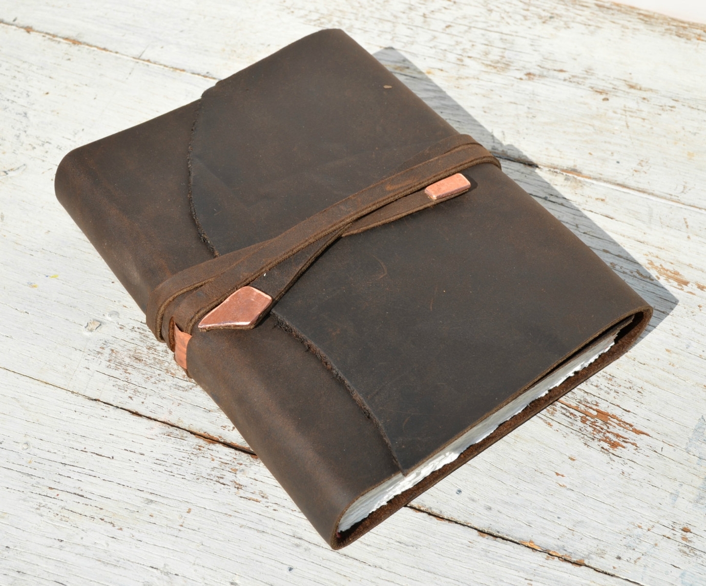 Leather Bound Handmade Elegant Travel Adventure Journal Copper Diary