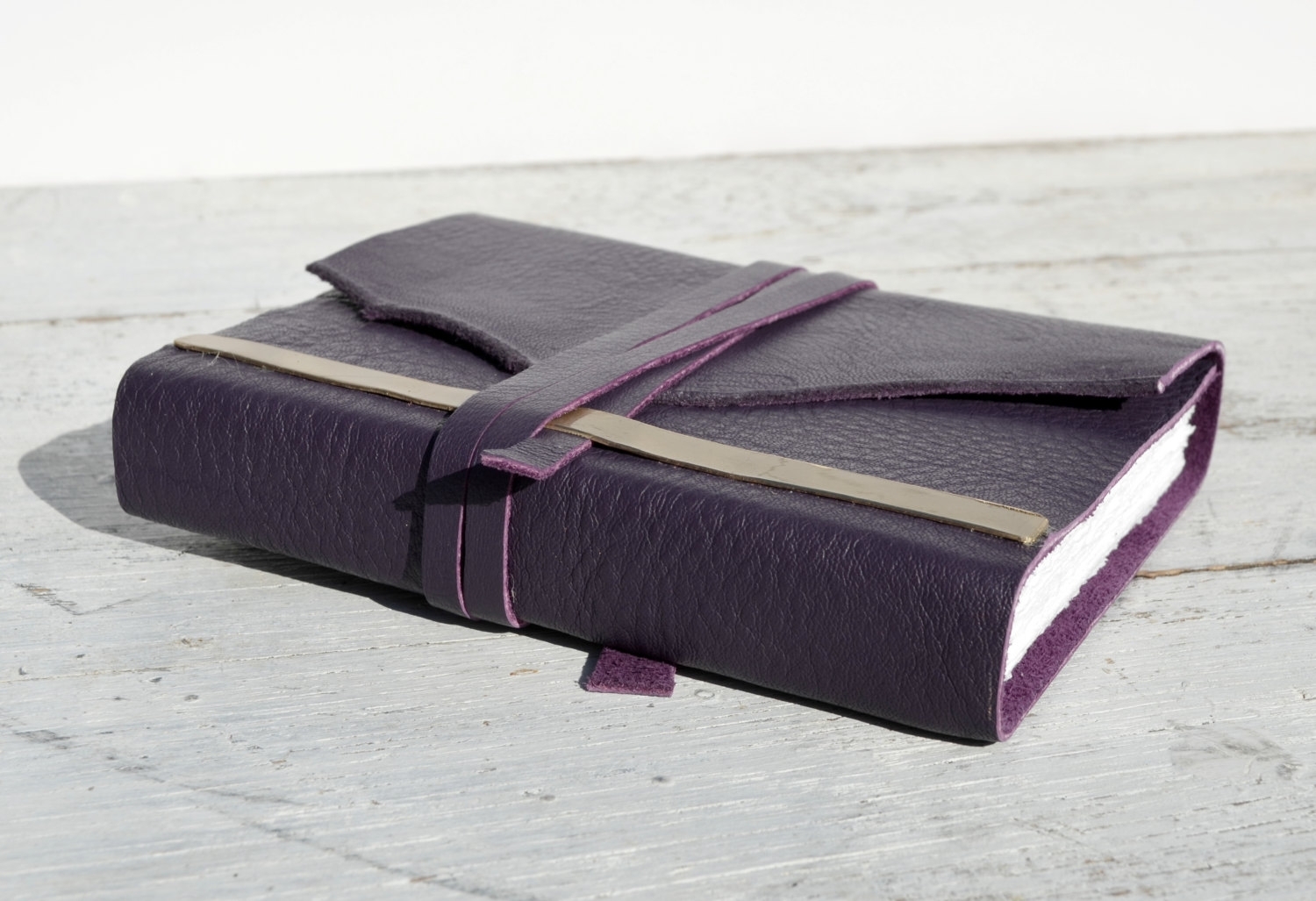 Handmade Leather Bound Pressed Flower Journal Purple Travel Diary Art Notebook 2 