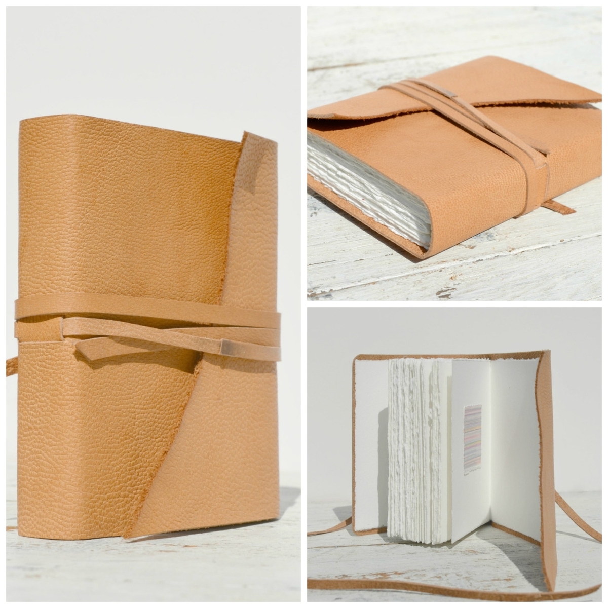Leather Bound Handmade Goatskin Journal Travel Luxury Diary Contemporary Art Notebook