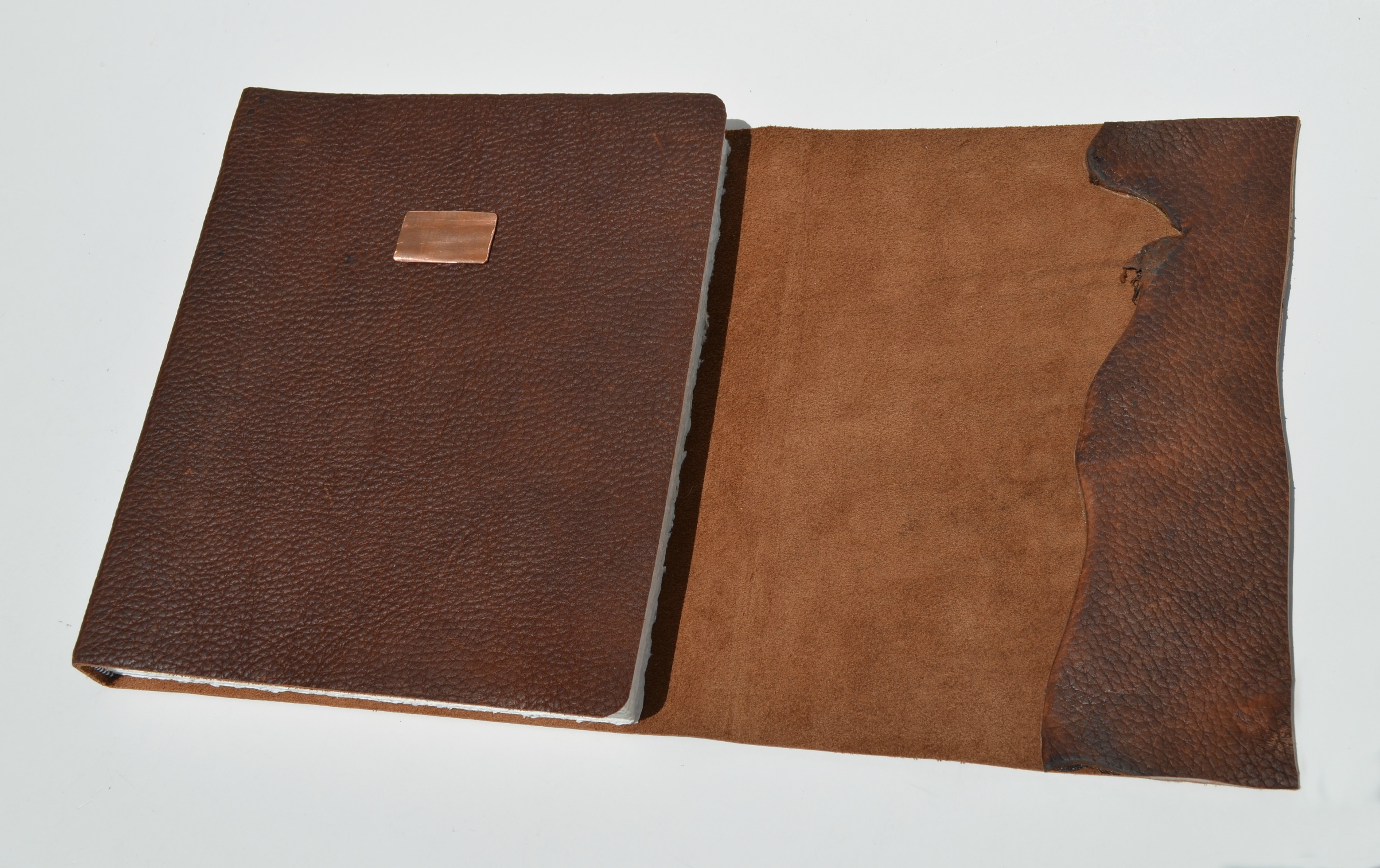 Large Bound Leather Planner Journal Handmade Notebook Copper Monogram (452c) 2 