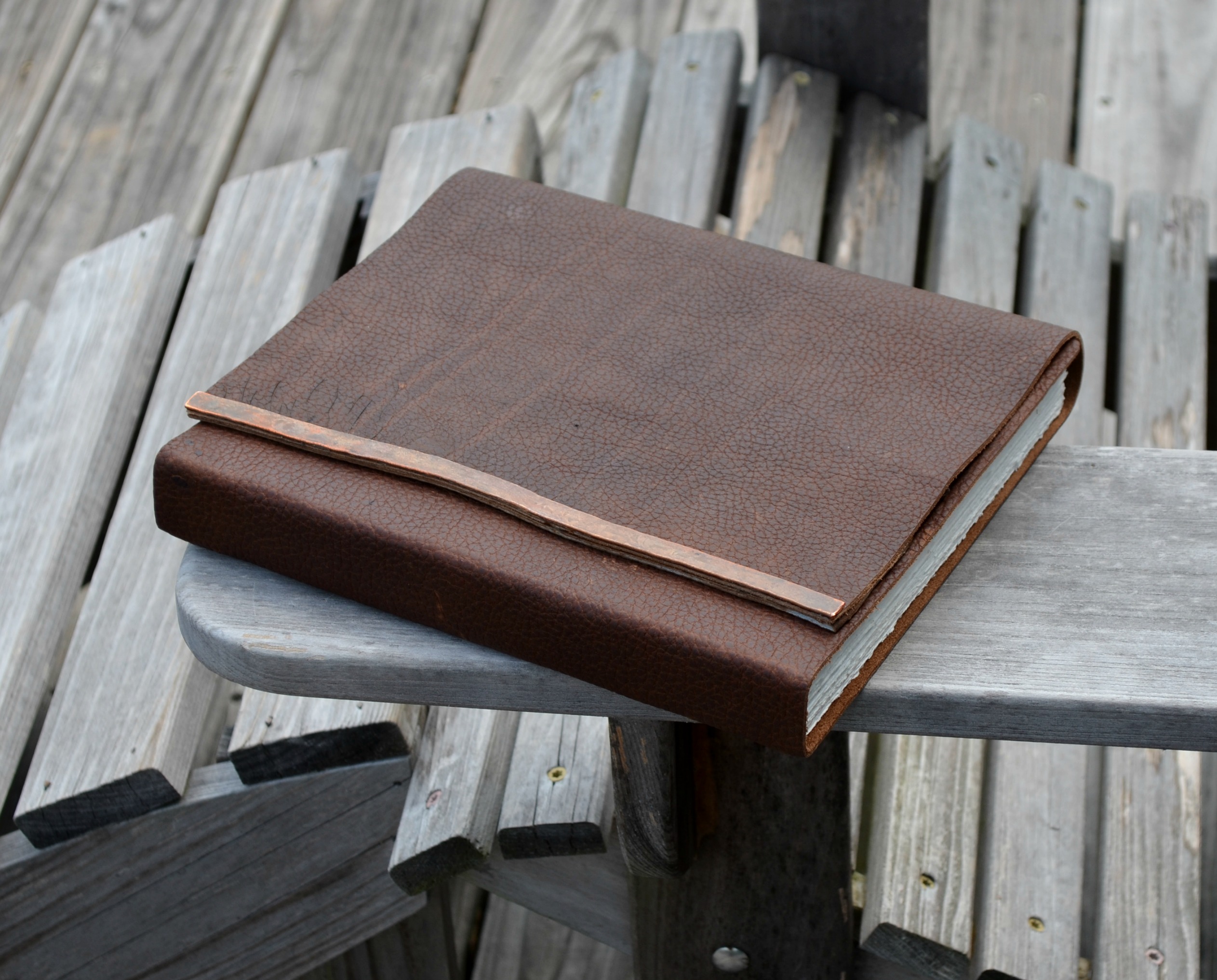 Large Bound Leather Planner Journal Handmade Notebook Copper Monogram (452c) 4 