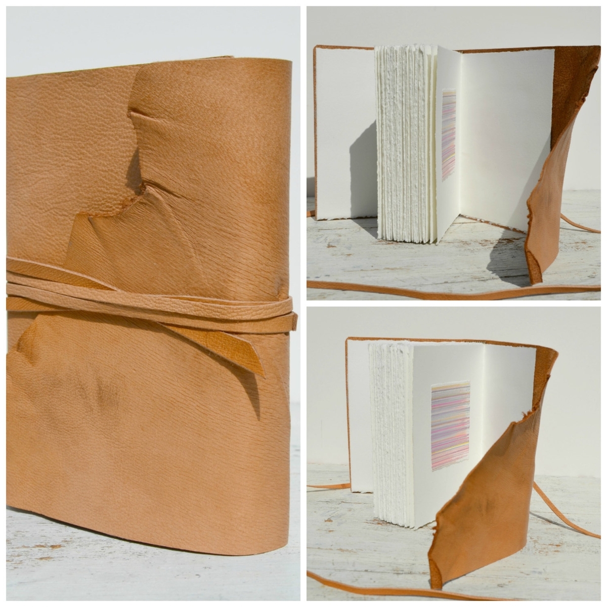 Leather Bound Handmade Goatskin Journal Travel Luxury Diary Contemporary Art Notebook 3 