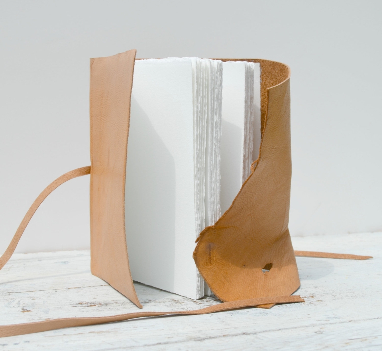 Handmade Leather Bound Travel Journal Tan Goatskin Legal Diary Watercolor Notebook 2