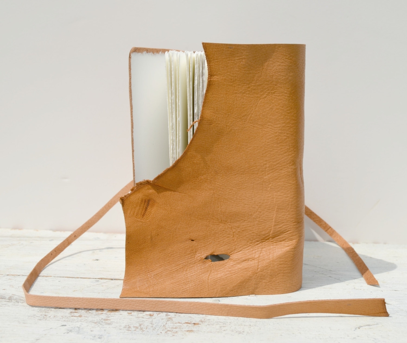 Handmade Leather Bound Travel Journal Tan Goatskin Legal Diary Watercolor Notebook 3