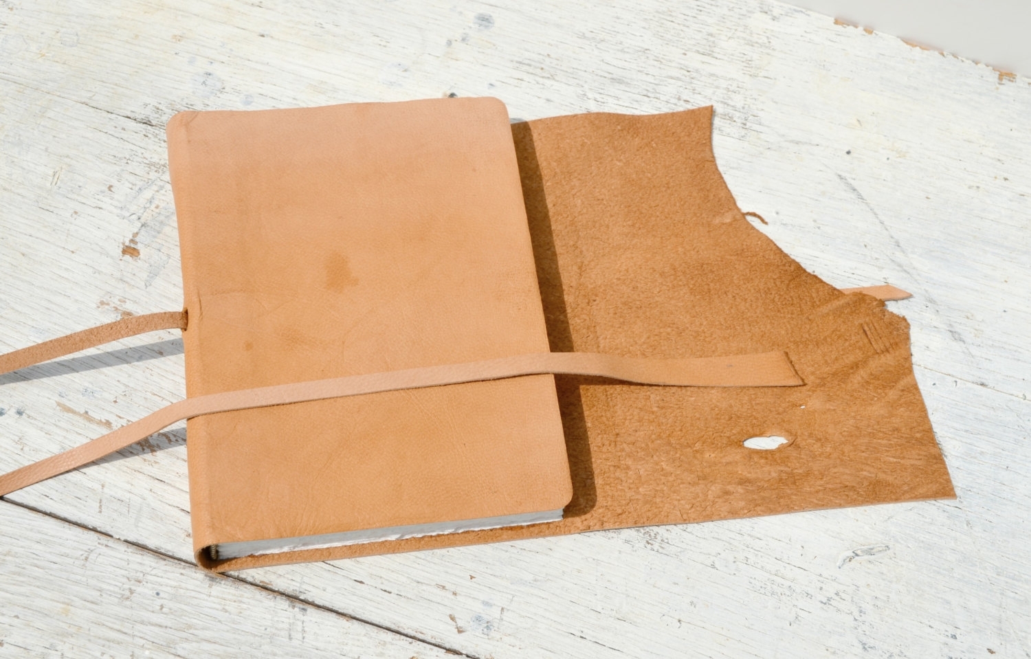 Handmade Leather Bound Travel Journal Tan Goatskin Legal Diary Watercolor Notebook 4