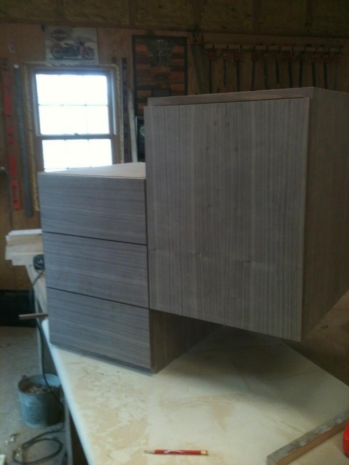 Modern Bedside Cabinet In Walnut And Maple 2 