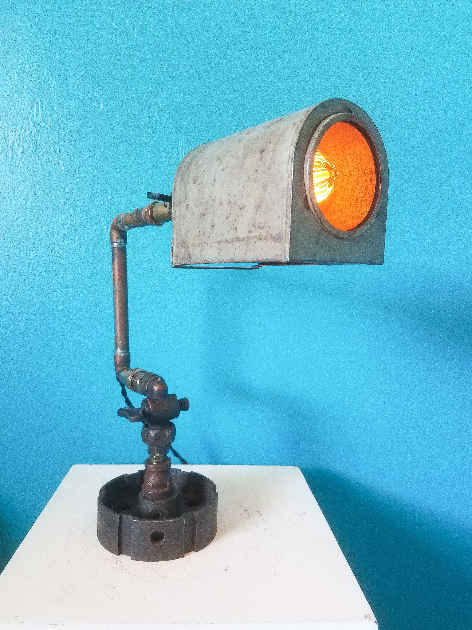 Upcycled Dieselpunk Desk Lamp 2 