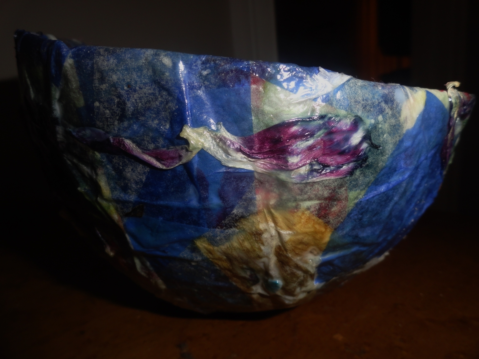 Paper Mache Bowl W/Dried Flowers