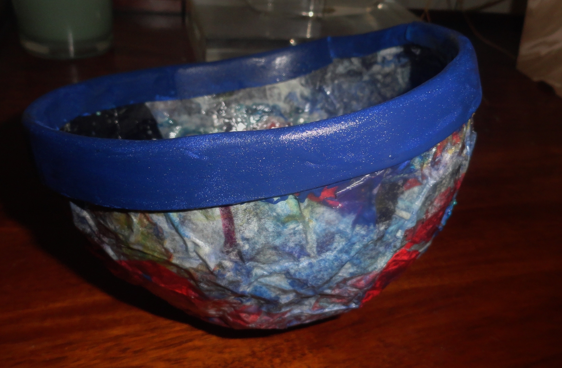 Paper Mache Decorative Bowl W/Dried Flowers 5 