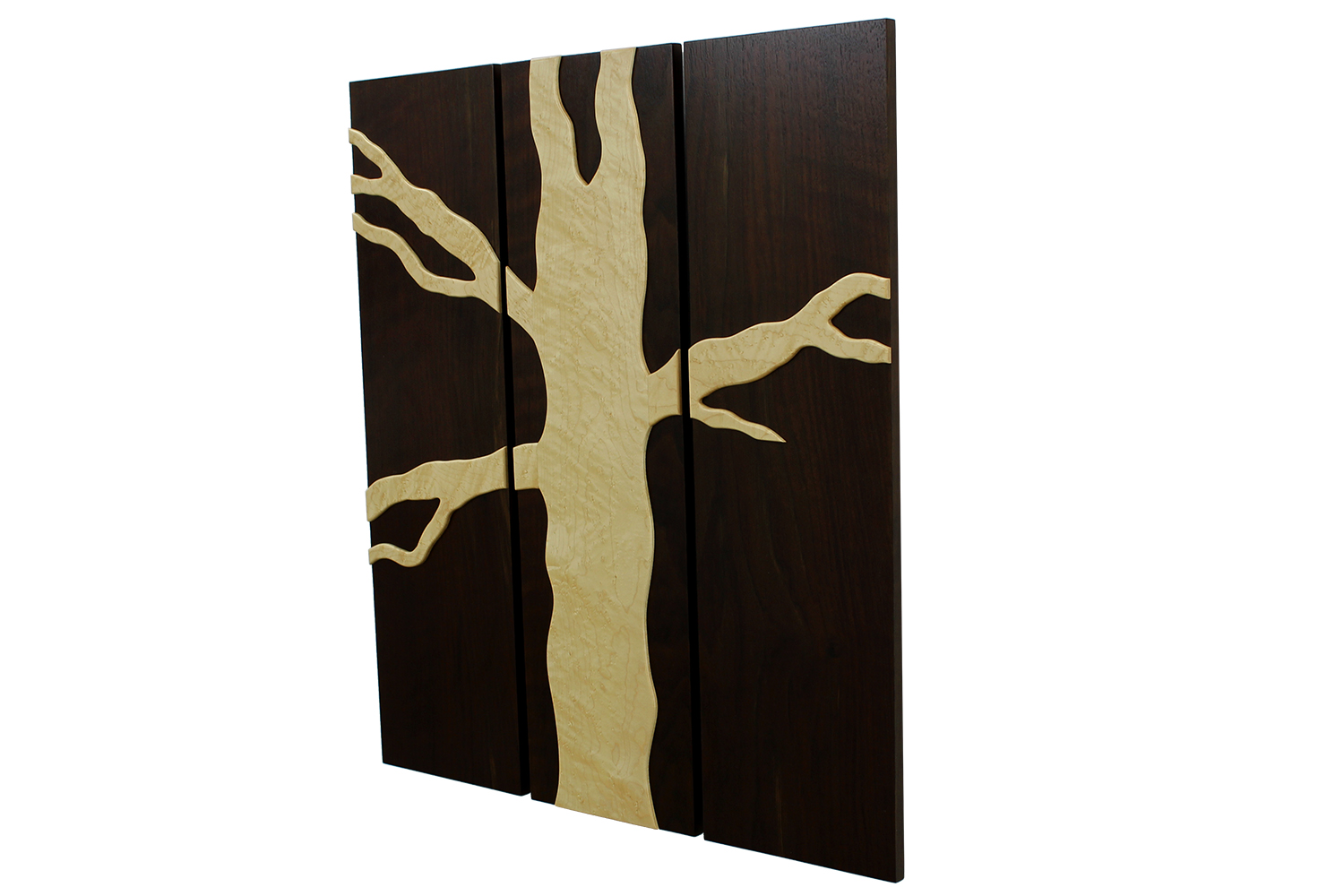 3 Panel Floating Tree | Solid Peruvian Walnut & Birdseye Maple 4 