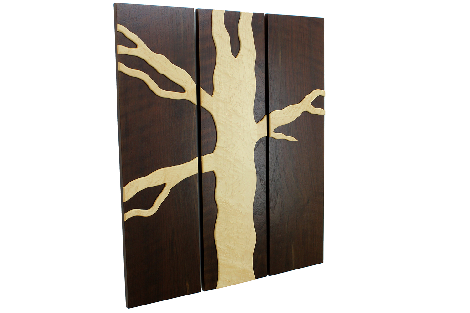 3 Panel Floating Tree | Solid Peruvian Walnut & Birdseye Maple 2 