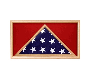 Oak 5 X 9.5 Flag Memorial Case - Rectangle - For Casket Flag