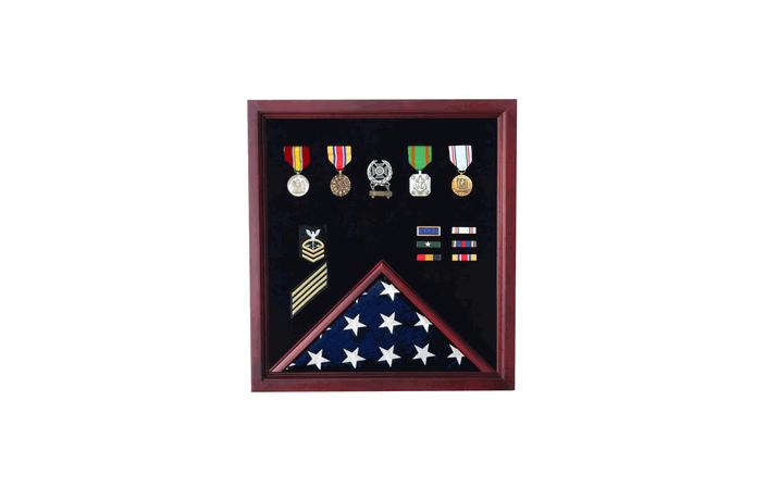 Flag And Medal Display Case - Military Shadow Box