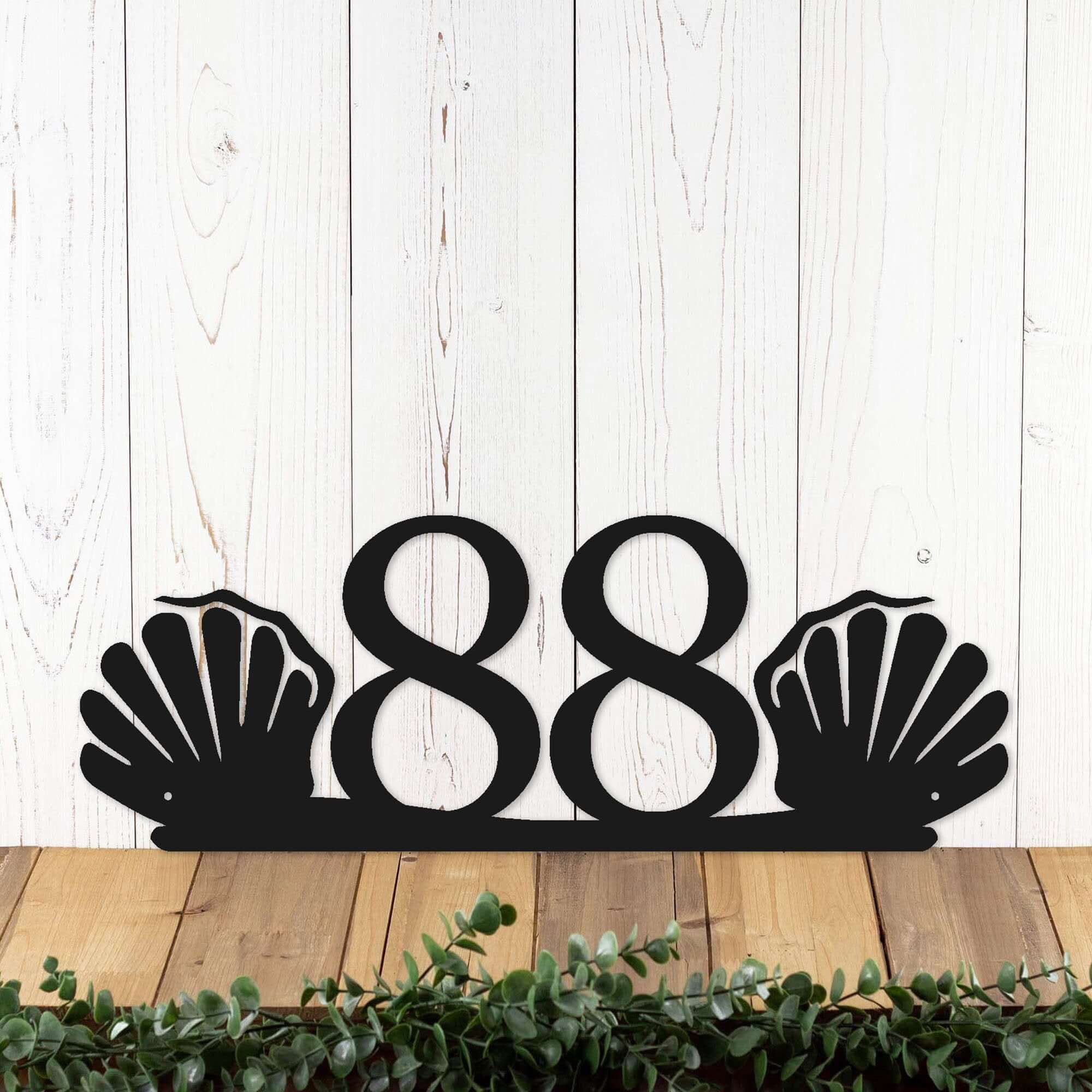 Personalized Seashell Metal House Number Sign, Outdoor Tropical Beach Cottage Decor, Coastal Shore Address Plaque, Cute Nautical Wall Art