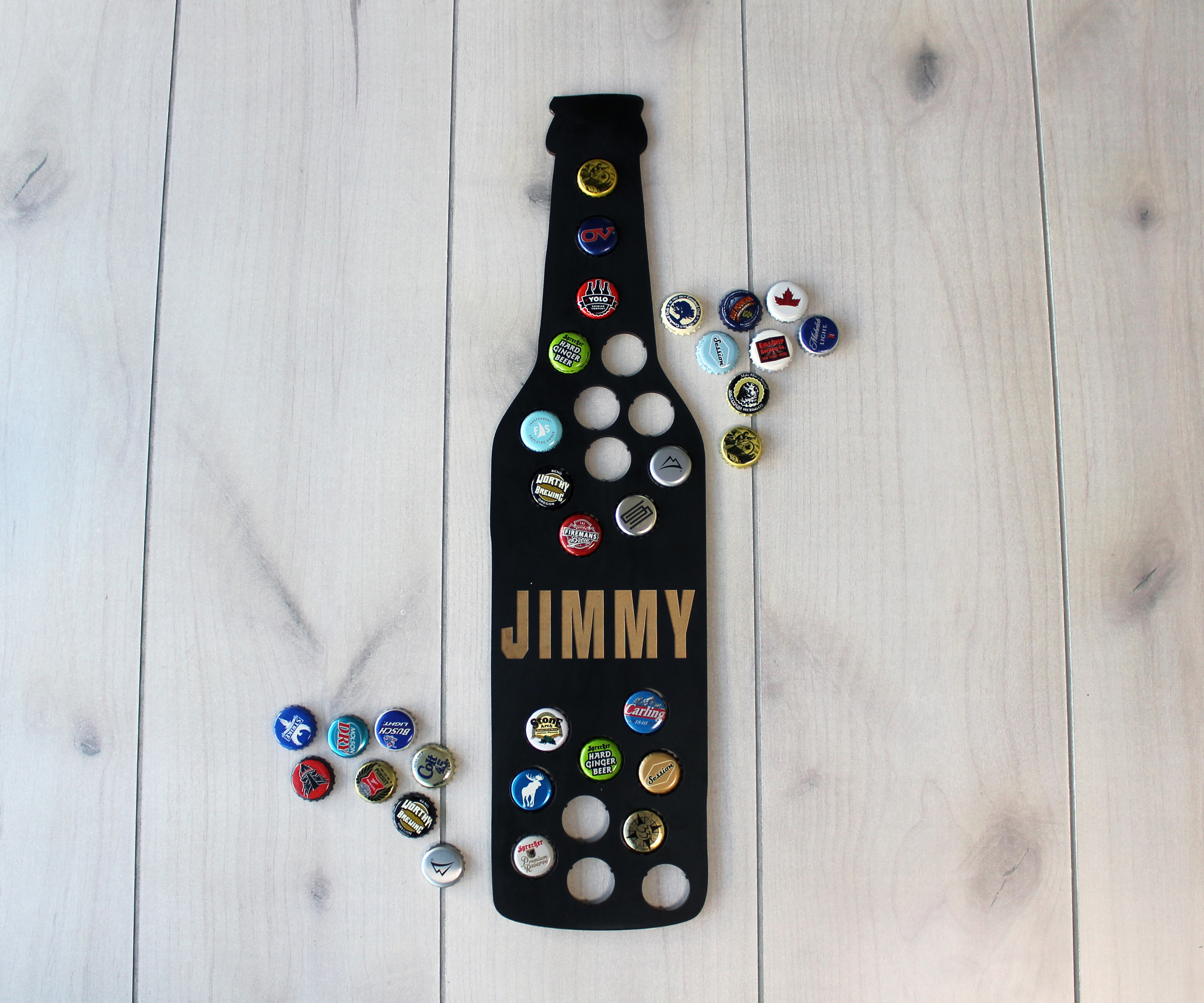 Custom Beer Cap Board, Engraved Beer Cap Board --Map-Chk-Jmy