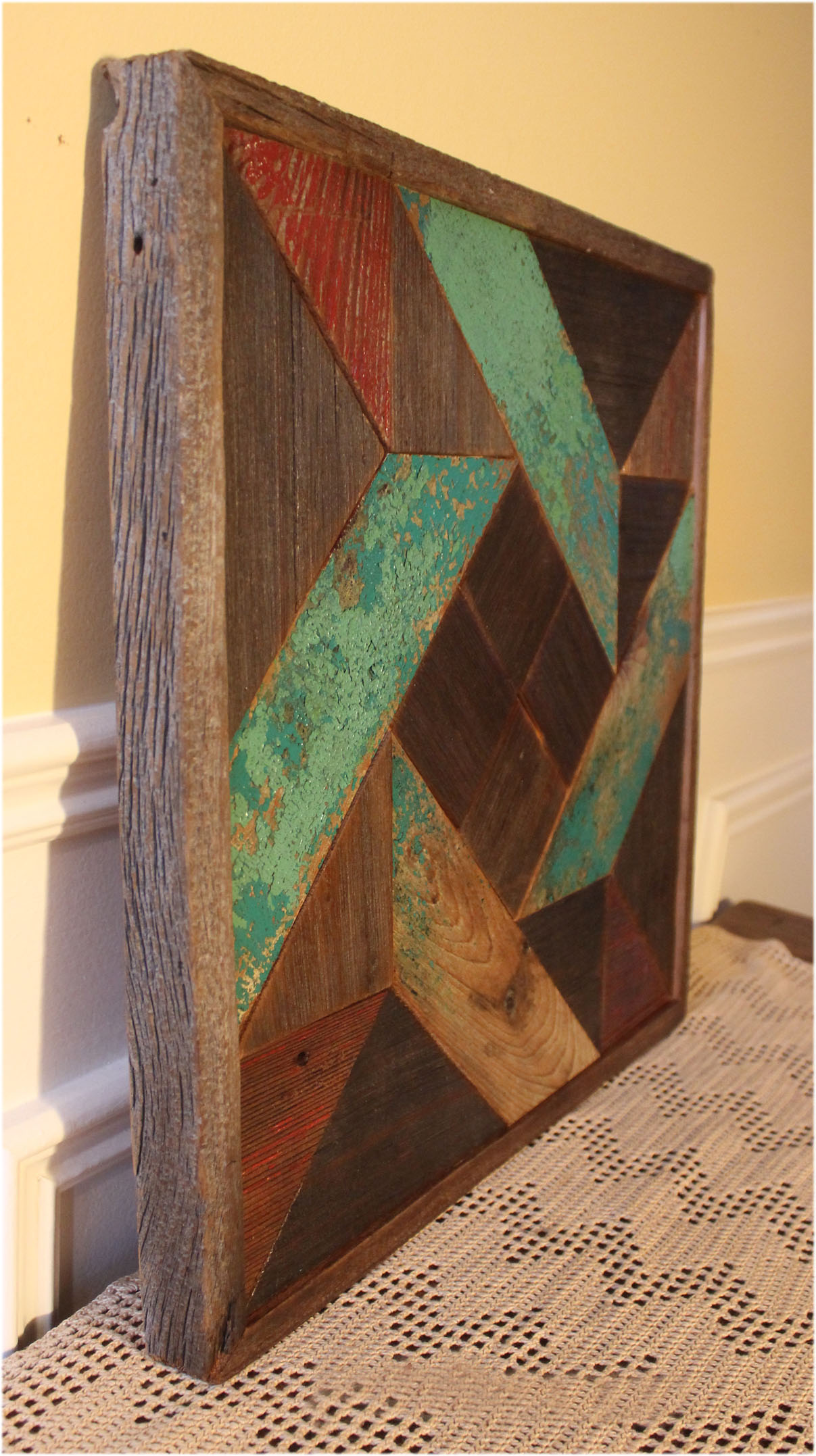 Pinwheel Quilt Reclaimed Wood Rustic Wall Art 3 