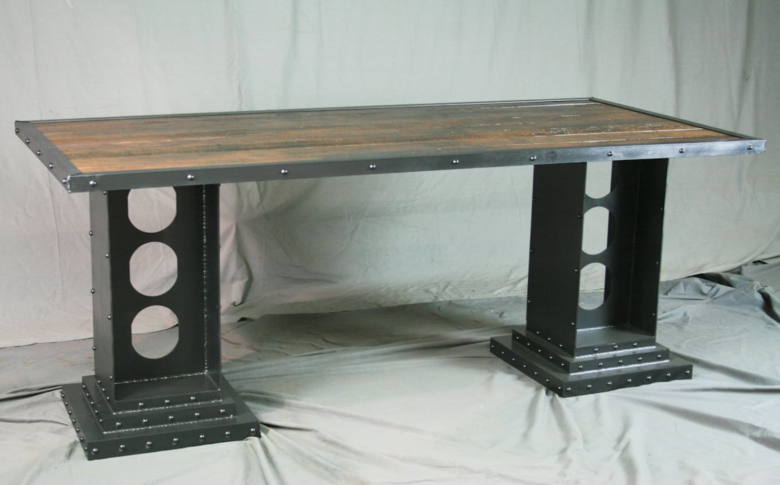 Custom Handmade Modern Industrial Desk W/ Girder Legs. 1 