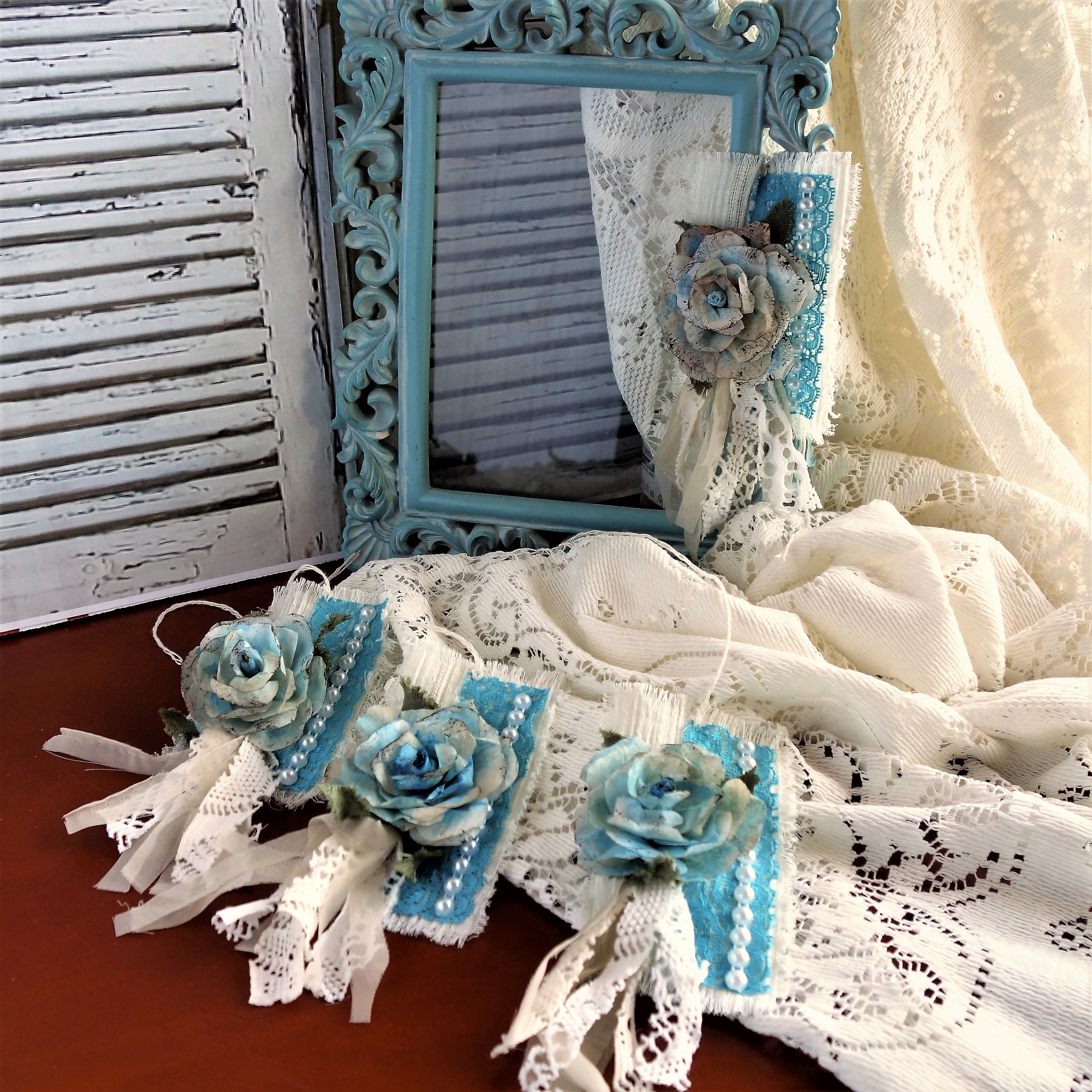 Tags Blue Rose Decorative Drawer Pull Tags Mirror Tags Lampshade Tags Gift Tags 3 