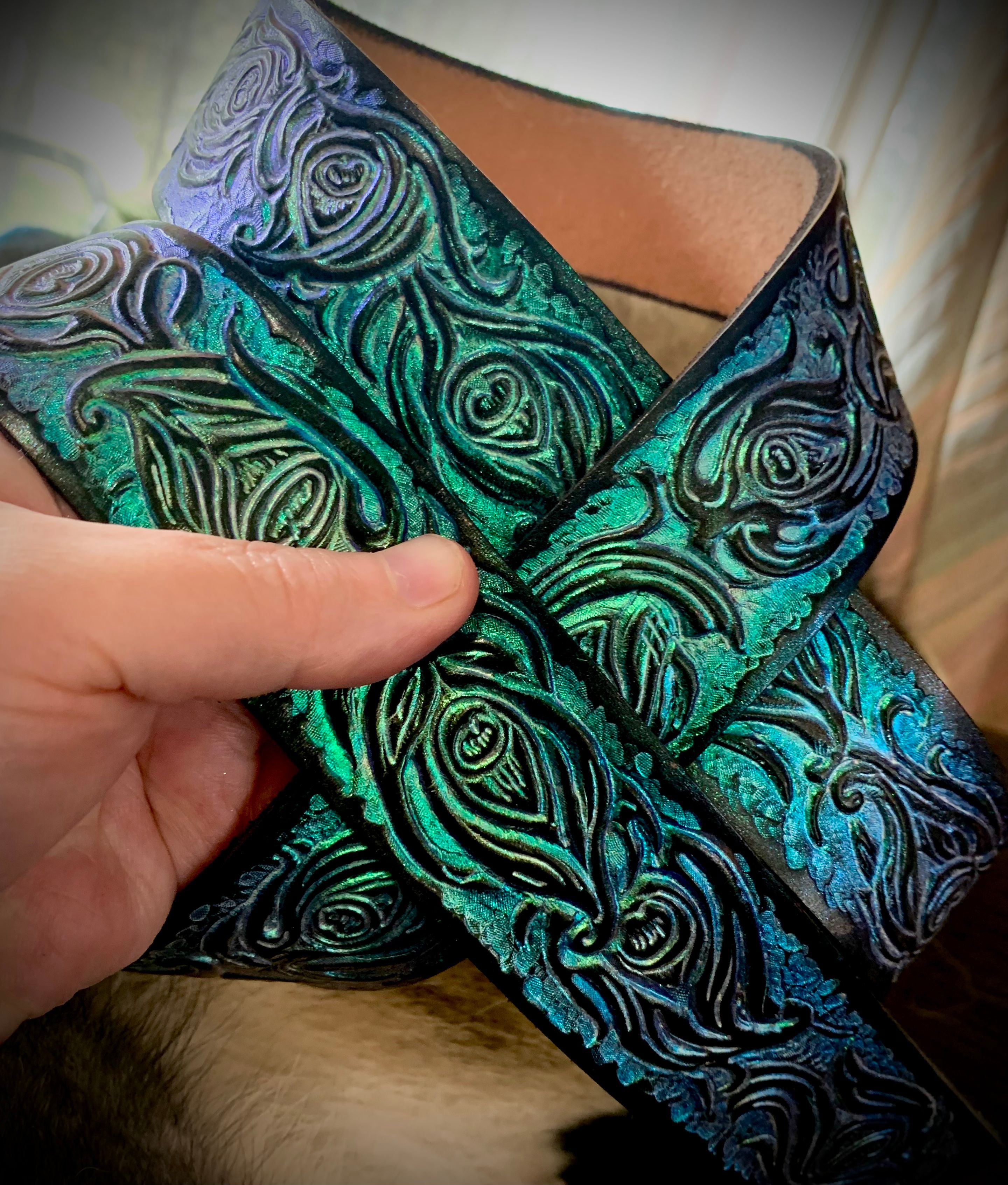 Hand tooled leather belts 4 