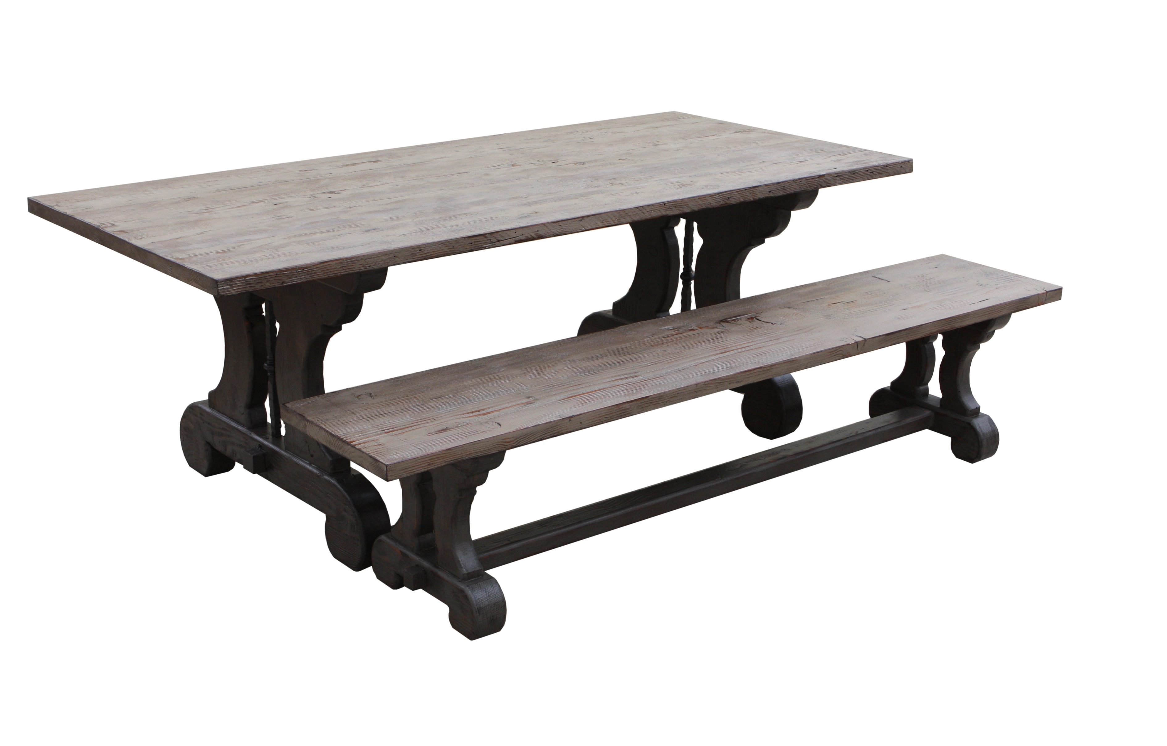 Lourdes Trestle Round Dining Table Built In Reclaimed Wood 5 