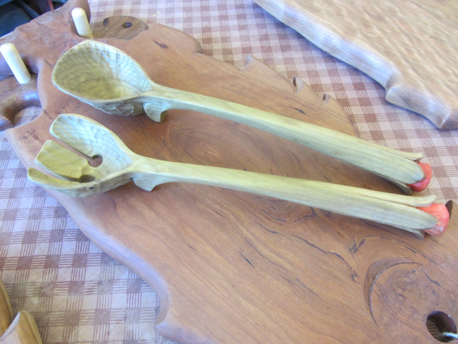 Handcarved Wooden Salad Sets 2 