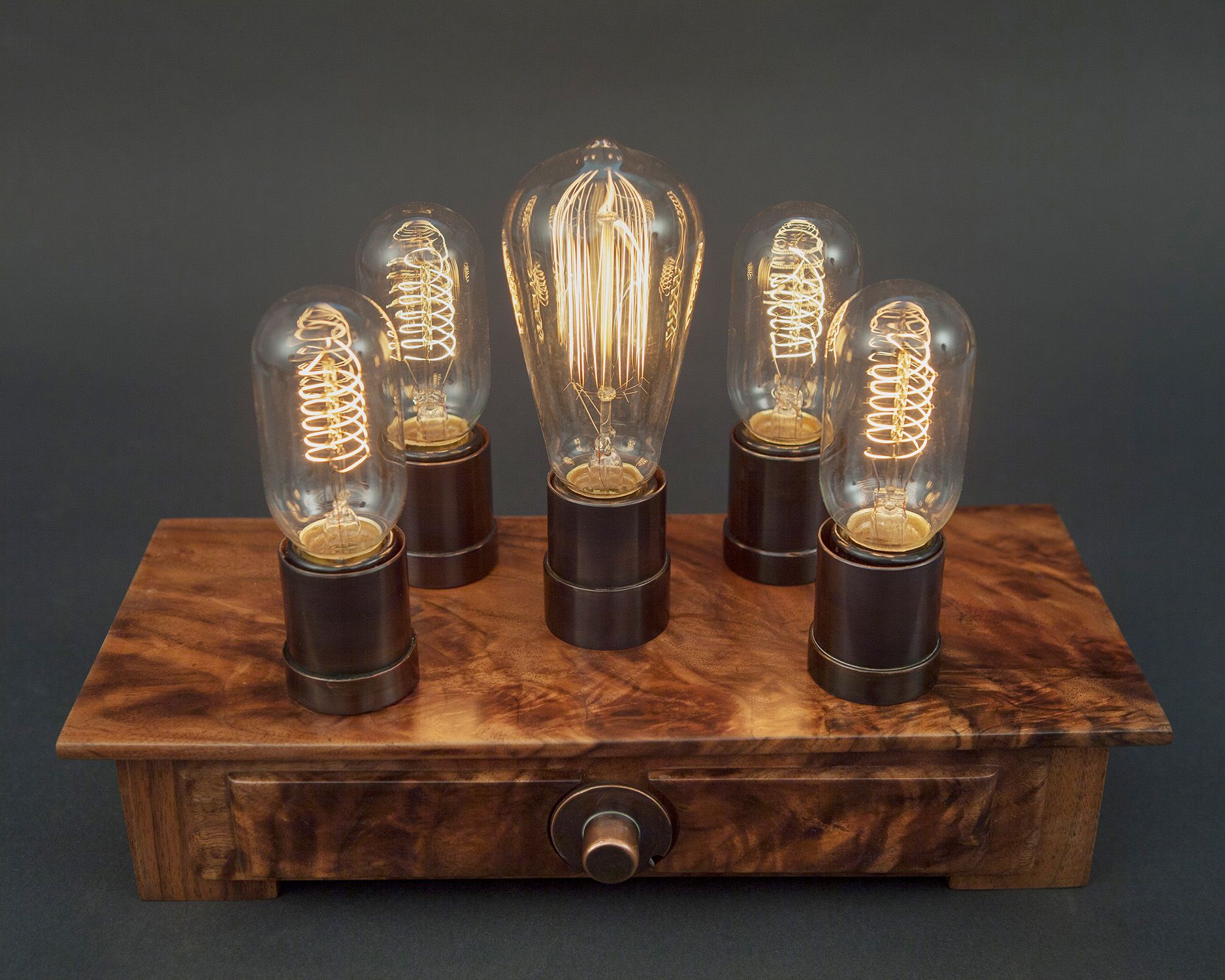 5 Light Walnut Desk Lamp