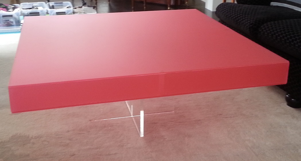 Acrylic Coffee Table - "X" Based With Custom Colored Square Top - Hand Crafted And Made To Order 4 