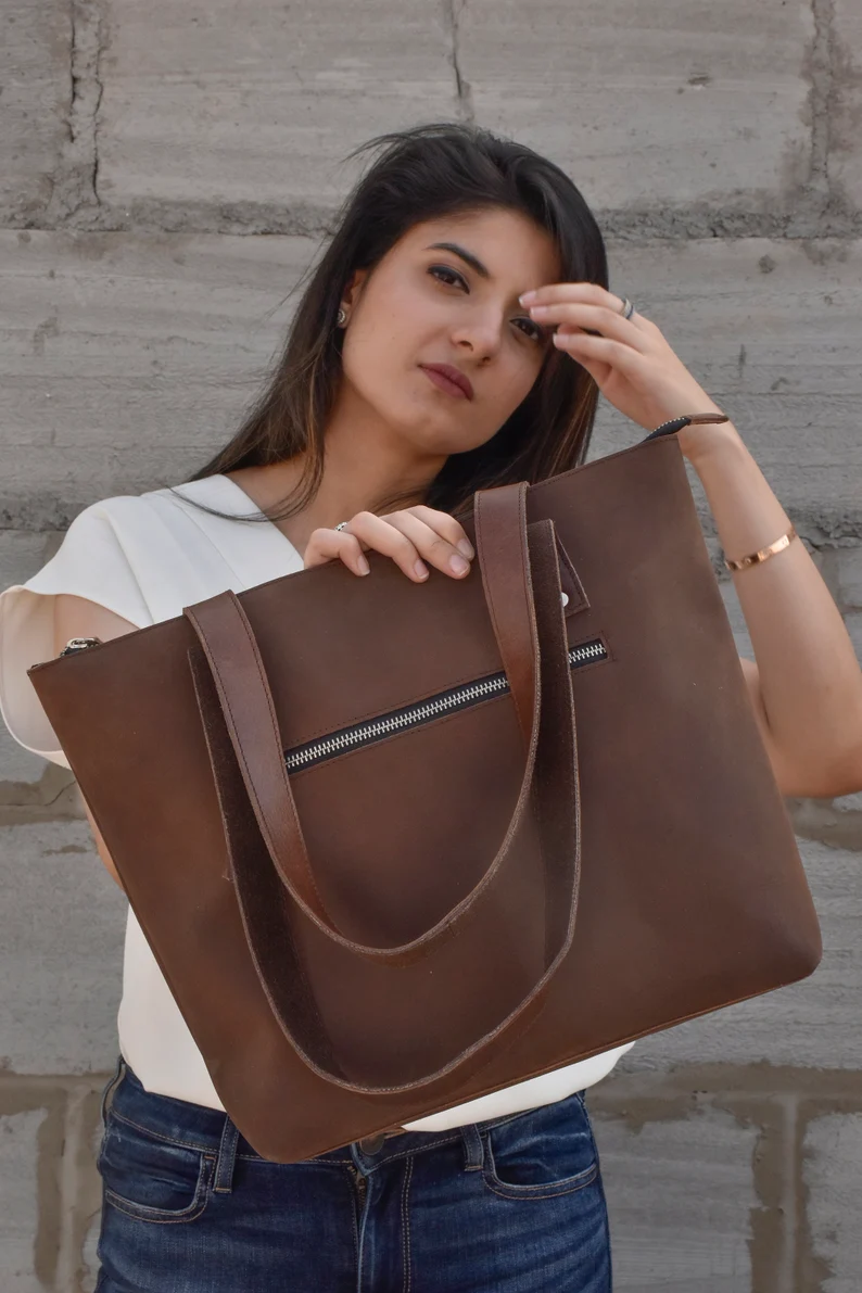 Leather Tote Bags Gift For Women Large Handbag Laptop Bag 4 