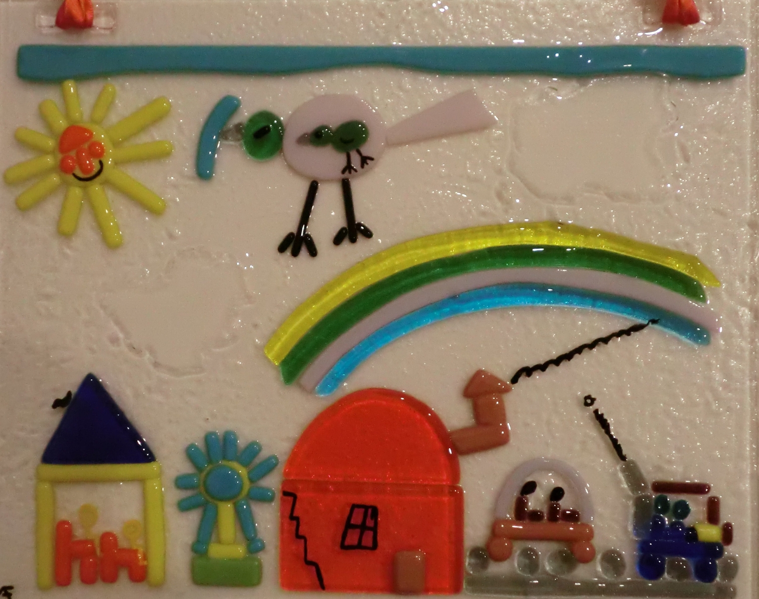 Window Decor - Replica Of A Kids Painting In Fused Glass 1 
