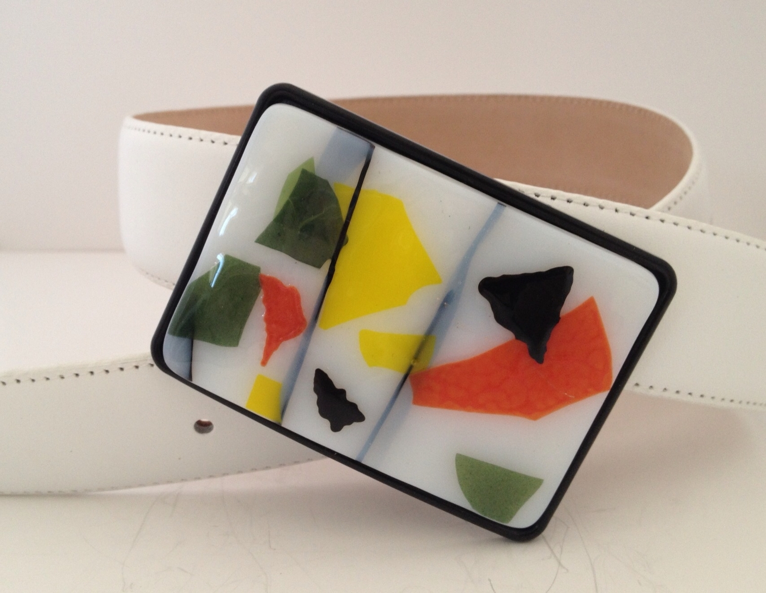 Fused Glass Confetti Belt Buckle 2 