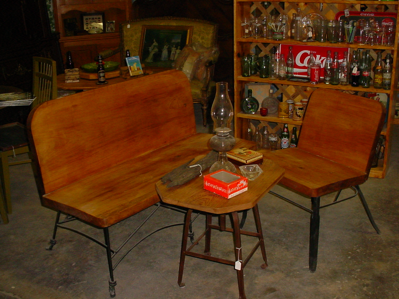 Repurposed Lawn Set 1 Board Cypress Back & Seat With Iron Base