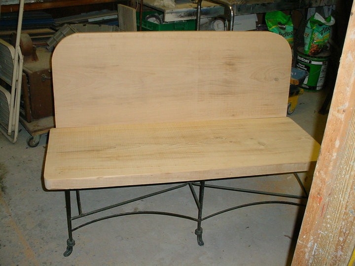 Repurposed Lawn Set 1 Board Cypress Back & Seat With Iron Base 3 