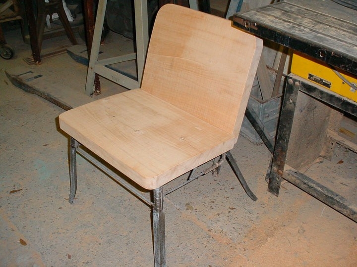 Repurposed Lawn Set 1 Board Cypress Back & Seat With Iron Base 5 