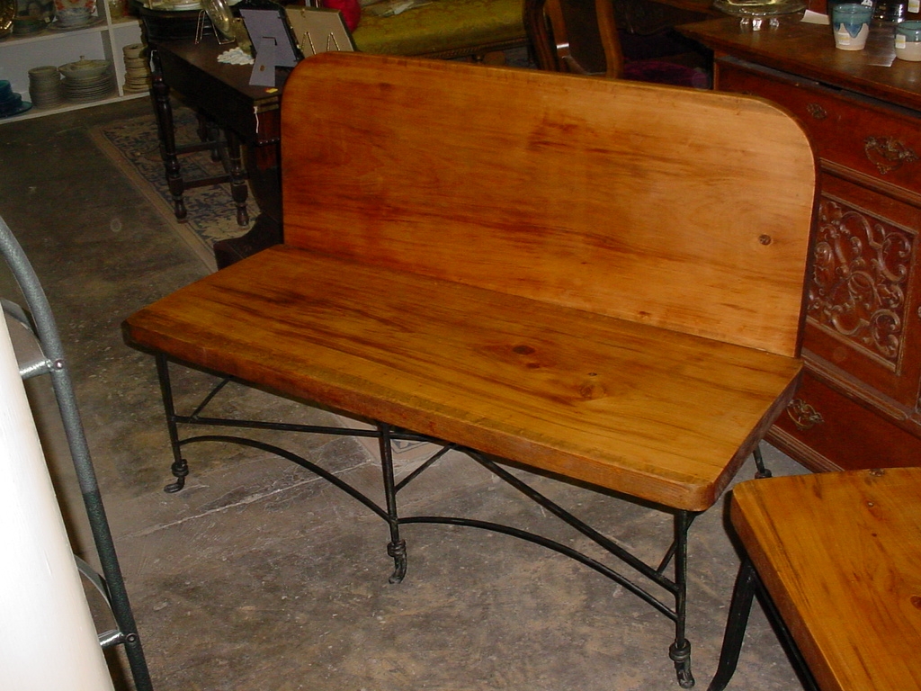 Repurposed Lawn Set 1 Board Cypress Back & Seat With Iron Base 6 