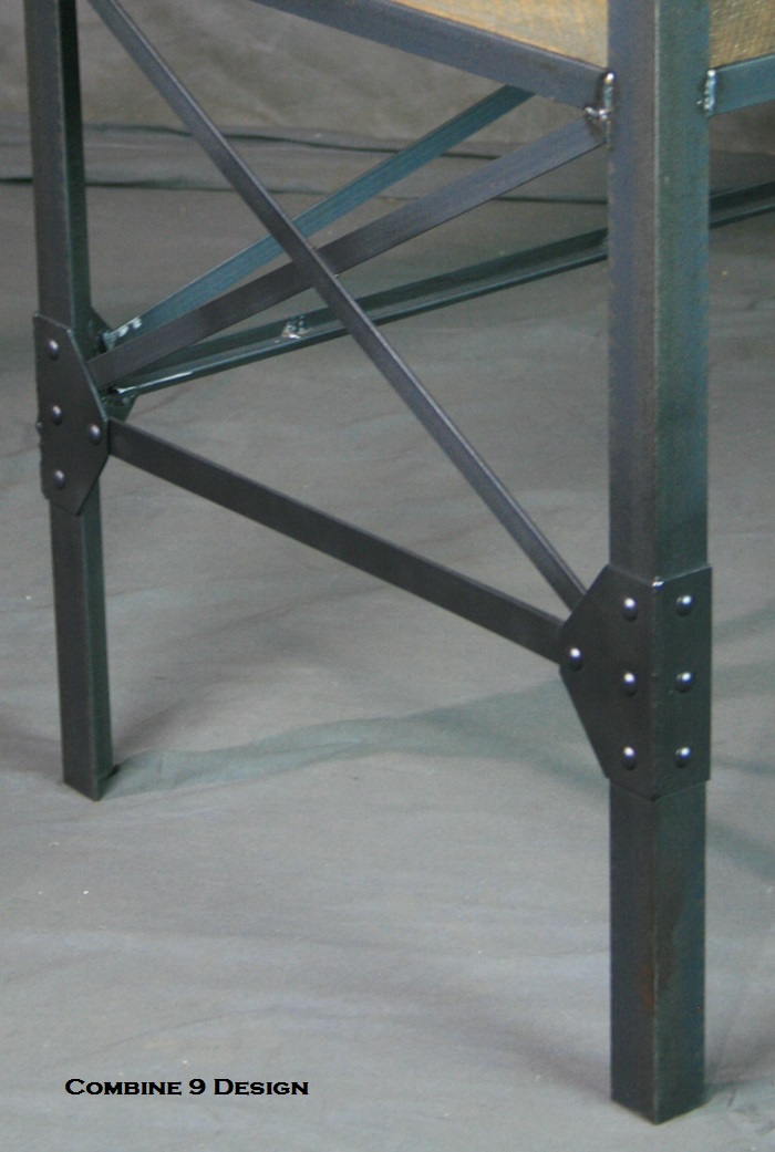 Vintage Industrial L Shaped Desk. Steel & Wood Office Furniture. Mid Century Style. Desk W/ Return. 6 