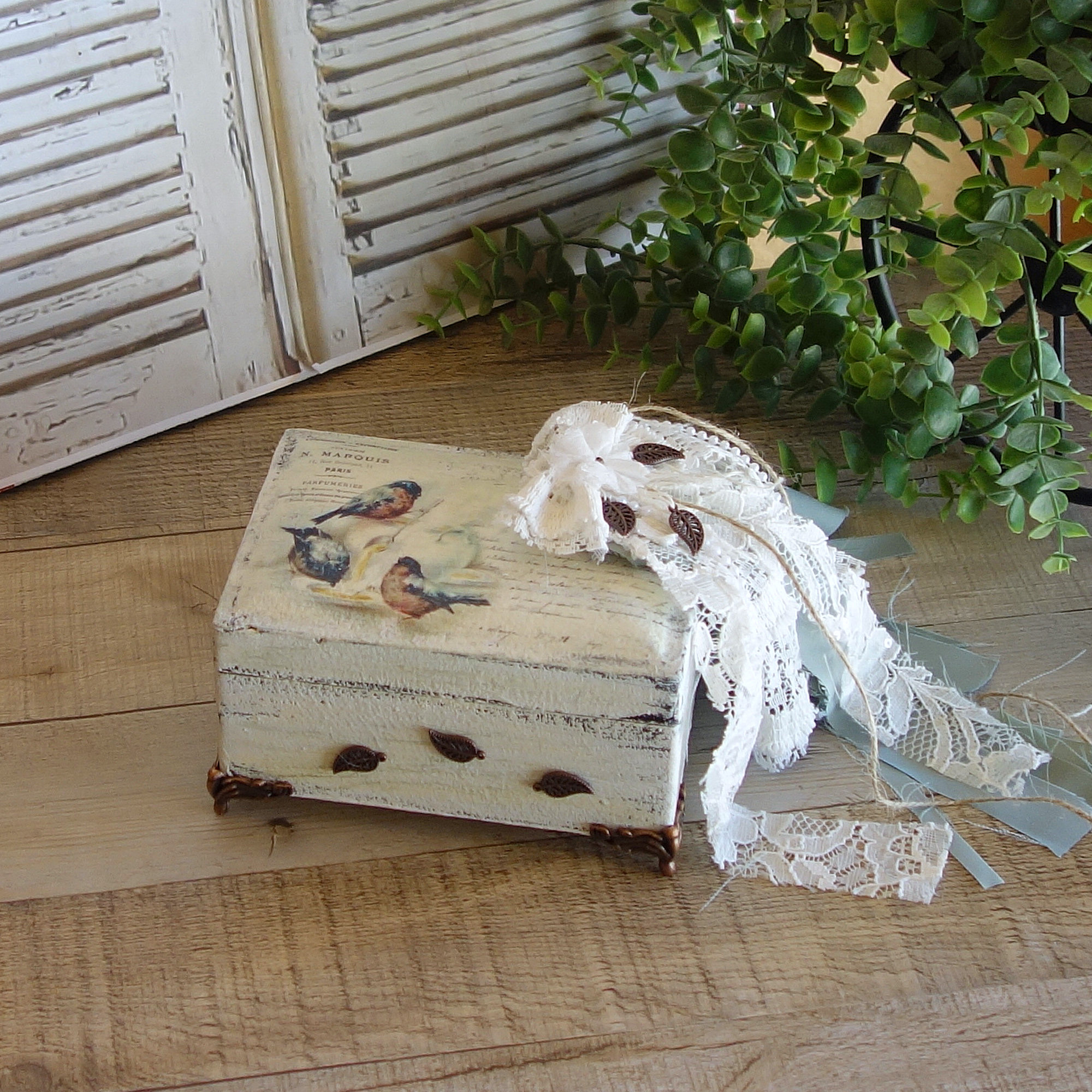 Vintage Song Bird Decorative Box French Country Decor 4 