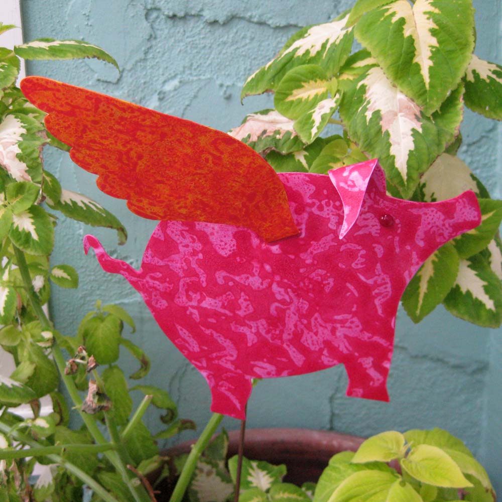 Metal Garden Art When Pigs Fly Garden Decor Sculpture Metal Yard Art Stake Flying Pig 2 